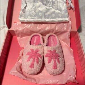 Pink Palm Tree Kids Slippers